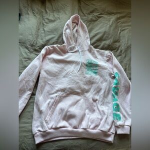 Pink Hoodie with Teal Graphic